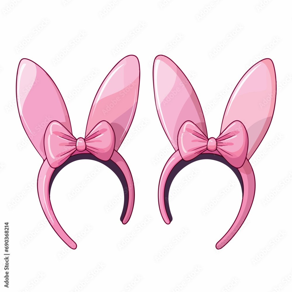 pink easter bunny ears set flat vector illustration. pink easter bunny ears set hand drawing isolated vector illustration