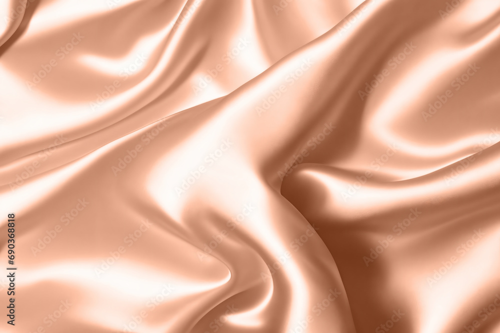 Abstract background, folds of silk fabric in peach fuzz color. Abstract background, folds of silk fabric in peach fuzz color.