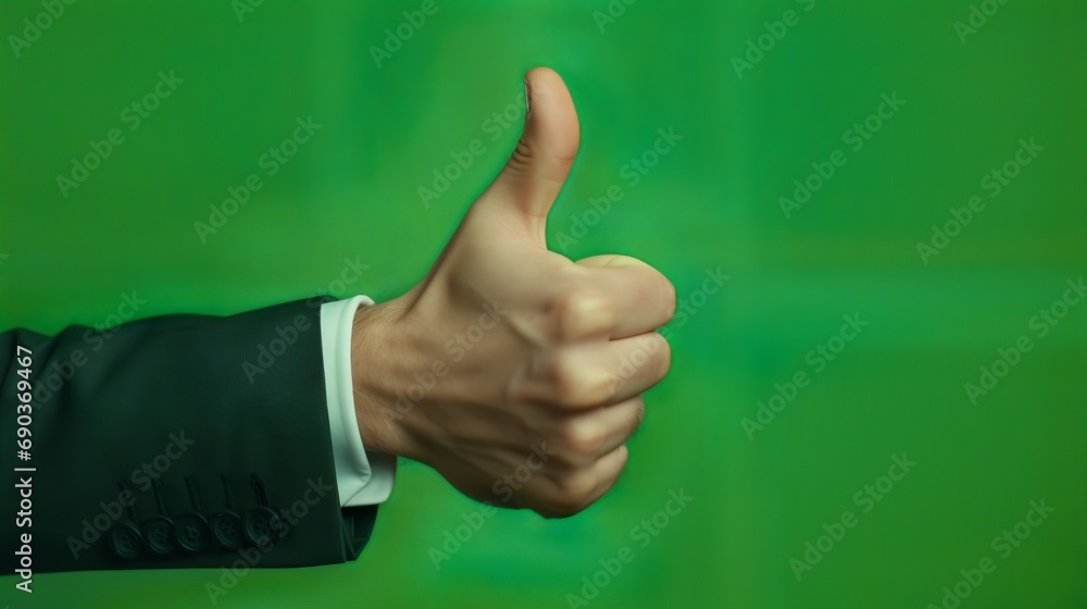 hand thumb up from green 