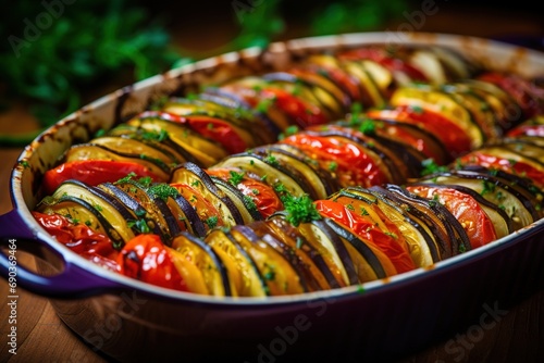 Beautiful baked traditional vegetable ratatouille.