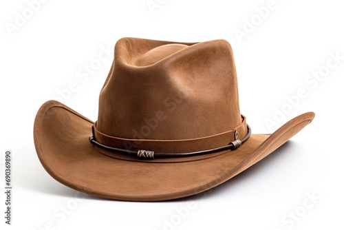 Brown cowboy hat isolated on white background.