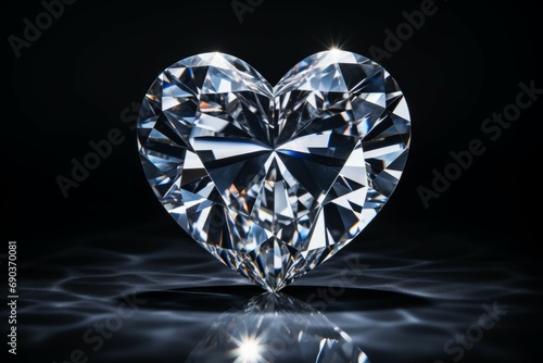 Heart shaped gemstone. Background with selective focus and copy space