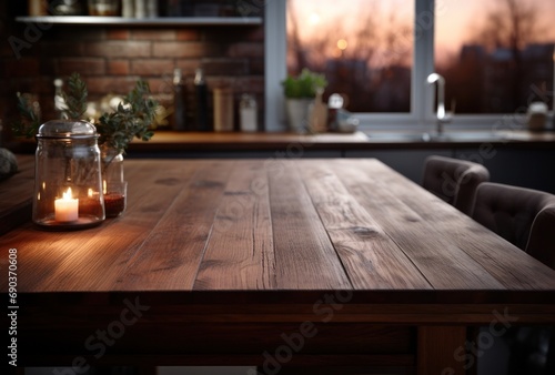 an image of a kitchen table with dark wood top
