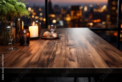 an image of a kitchen table with dark wood top