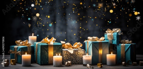 birthday presents with happy birthday decoration star