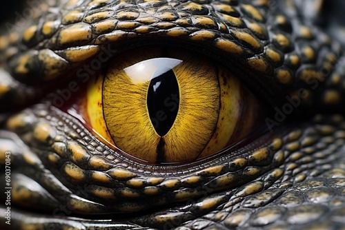 Close up eye of a crocodile.
