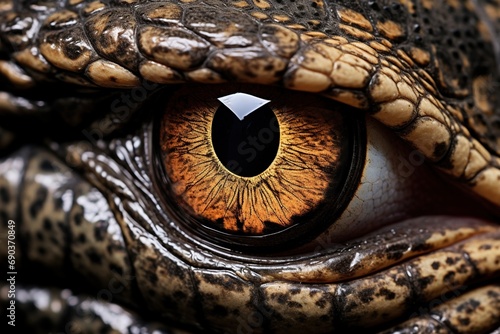 Close up eye of a crocodile.
