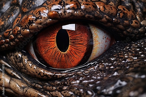Close up eye of a crocodile. © Bargais