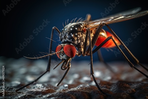 Macro shot of aedes aegypti mosquito.