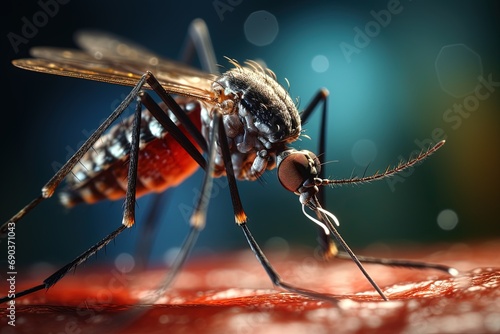 Macro shot of aedes aegypti mosquito. photo