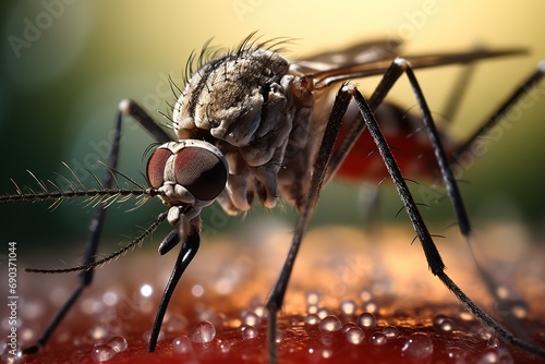 Macro shot of aedes aegypti mosquito. © Bargais