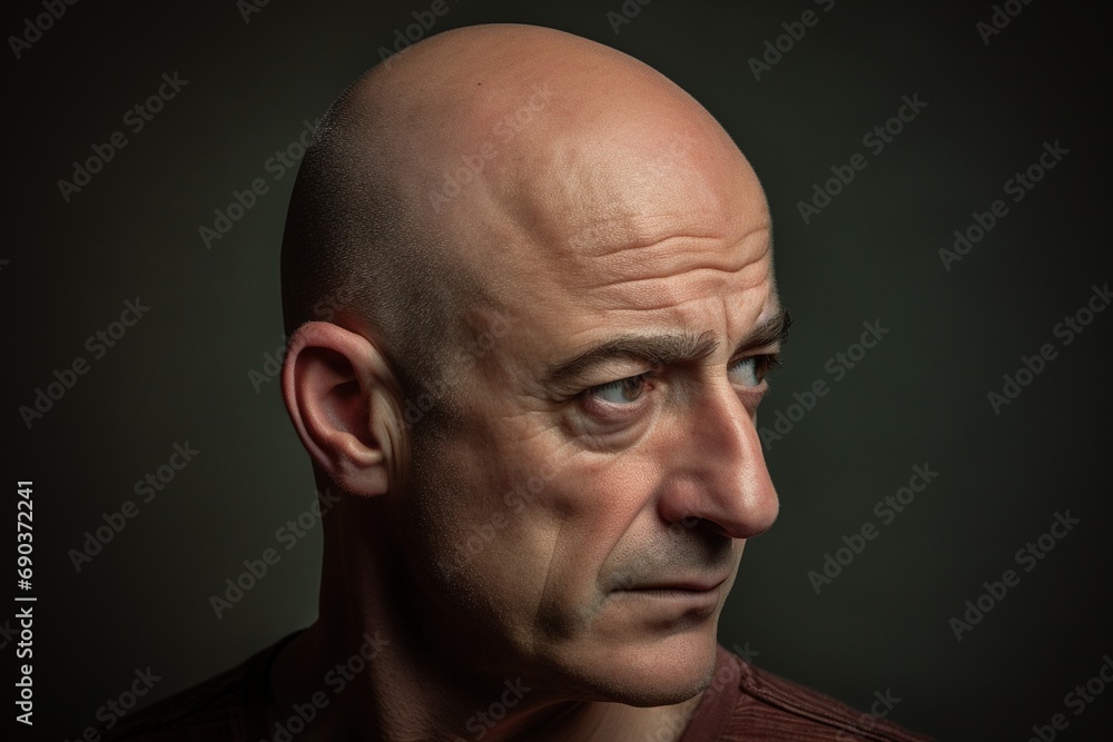 Portrait of a bald man.