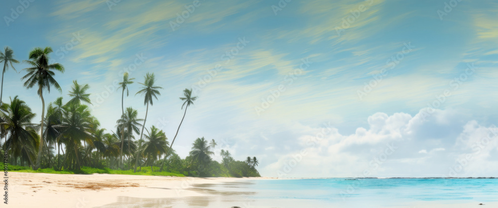 female in walking on tropical beach, with palm trees female in walking on tropical beach, with palm trees