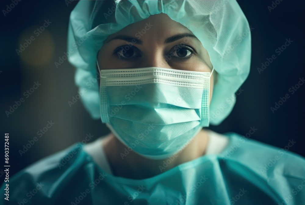 female surgeon with surgical mask female surgeon with surgical mask