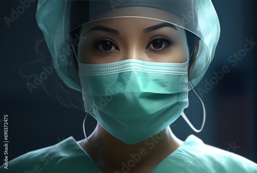 female surgeon with surgical mask