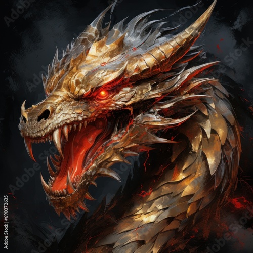 golden dragon abstract gold dragon