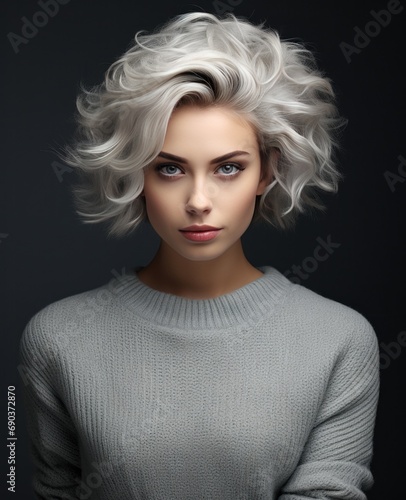 grey sweater woman,