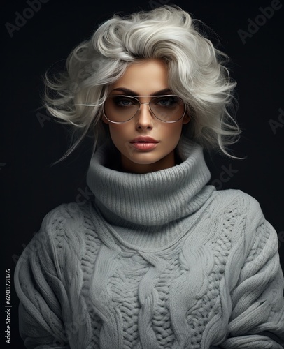 grey sweater woman,