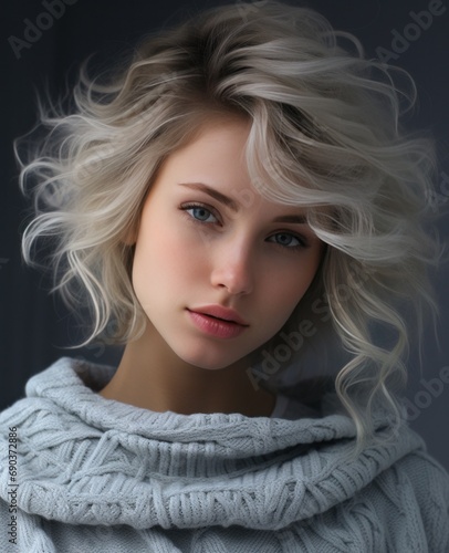 grey sweater woman,