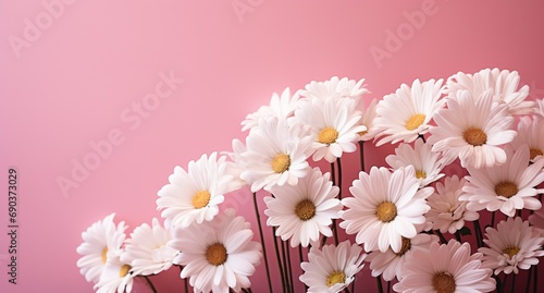 large white daisies on a pink background