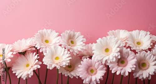 large white daisies on a pink background