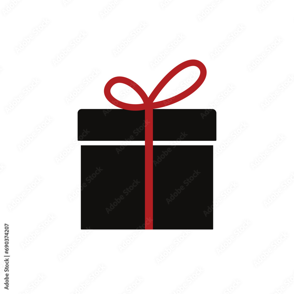 Silhouette gift box with red ribbon icon. Christmas, anniversary and birthday present. Vector Illustration Silhouette gift box with red ribbon icon. Christmas, anniversary and birthday present. Vector Illustration