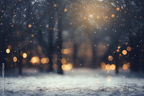 Illumination and snow blurred background. © Bargais