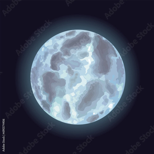 Realistic full moon. Detailed vector illustration.