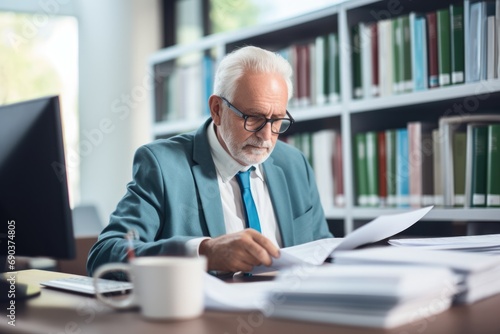 Senior accountant working on clients tax return photo