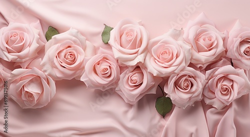 pink roses surrounded with white paper near a blank piece of paper
