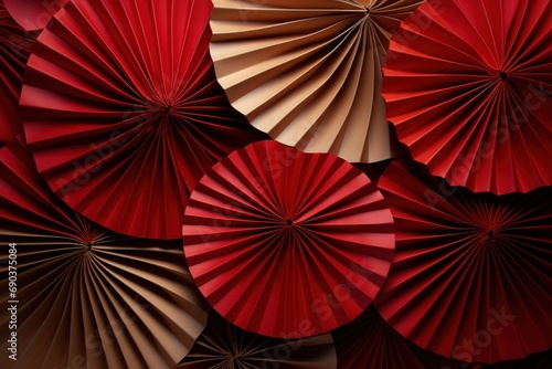 red and gold fan paper in paper form