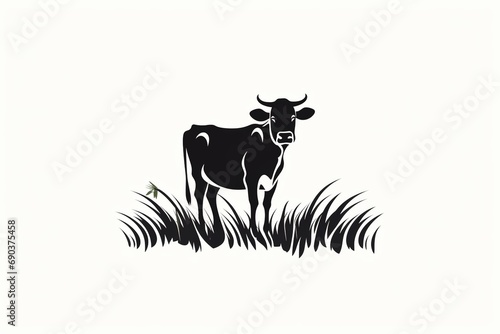 Logo of a cow eating grass. photo