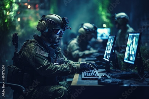 Military digital operation for enemy deactivation. photo