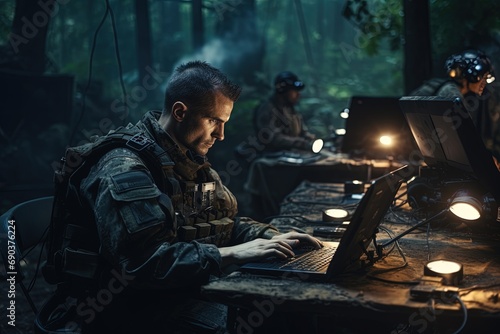 Military digital operation for enemy deactivation. photo