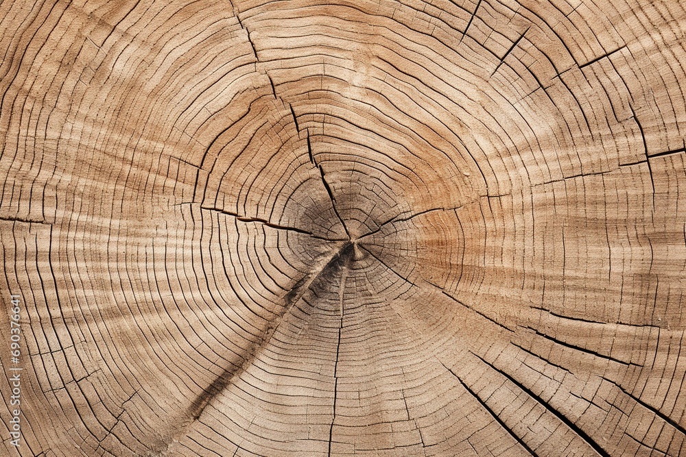 Fototapeta premium Old wooden oak tree cut surface.