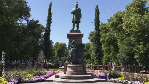 Monument to Johan Ludvig Runeberg placed in the  Esplanadi park in central Helsinki, Finland photo