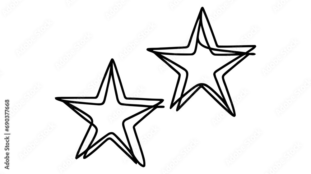 Hand draw doodle of two stars illustration in continuous line arts style vector Hand draw doodle of two stars illustration in continuous line arts style vector
