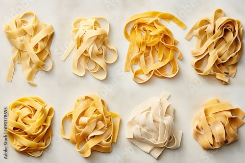 Set of different homemade pasta.