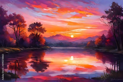 sunset over the lake © Jahaan Skindar arts