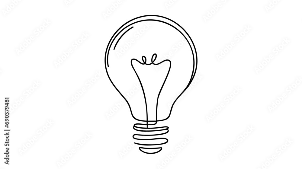 Continuous one line drawing bulb lamp vector illustration minimalism concept Continuous one line drawing bulb lamp vector illustration minimalism concept