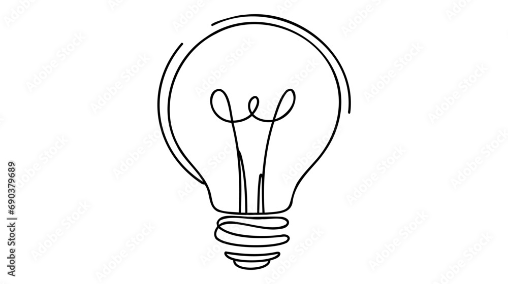 Continuous one line drawing bulb lamp vector illustration minimalism concept Continuous one line drawing bulb lamp vector illustration minimalism concept