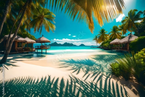 beach with palm trees © Jahaan Skindar arts