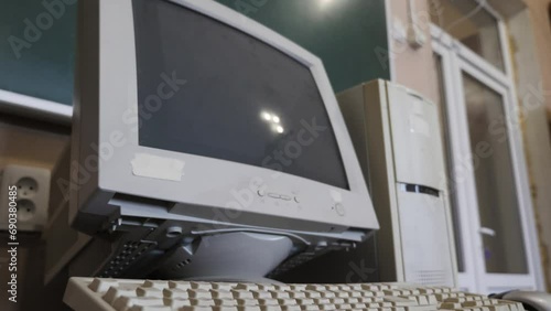 Old Vintage Computer With Monitor, Keyboard 80S 90S Style
