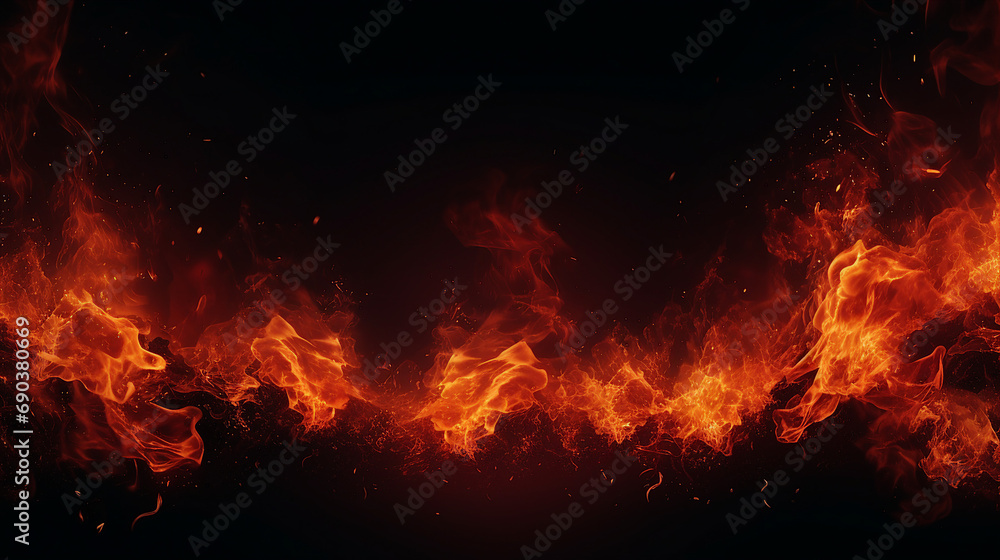 Mesmerizing Red Flames: High-Quality Closeup Shot of a Burning Campfire with Vibrant Sparks Overlay - Fiery Motion and Heat for Creative Backgrounds and Intense Atmosphere.