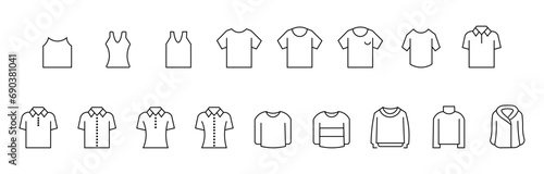 Outerwear, men's underwear and outerwear set in linear simple style, men's clothing such as t-shirts, t-shirts, sweaters, jumpers, knee-highs in flat simple style eps10