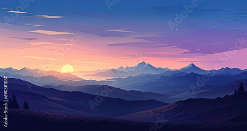 Sunset Over Layered Mountain Range © Tasnim