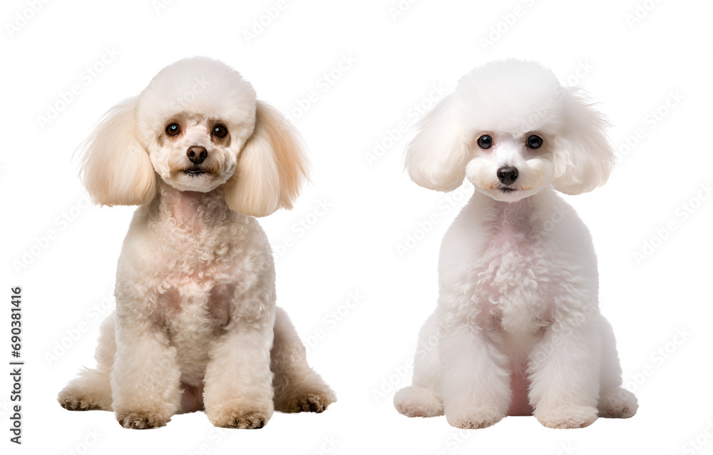 Set of Cute Poodle Dogs: Adorable Puppies and Sitting Adult Poodle Companions, Isolated on Transparent Background, PNG Set of Cute Poodle Dogs: Adorable Puppies and Sitting Adult Poodle Companions, Isolated on Transparent Background, PNG