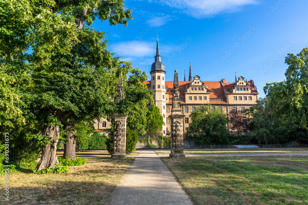 Evening view of the Renaissance Merseburg Castle