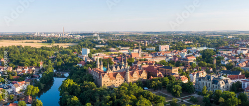 Obraz na płótnie Aerial view of the Merseburg with a castle in the foreground w salonie