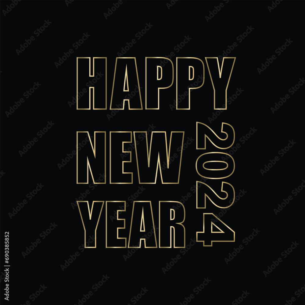 Vector Happy New Year 2024 Golden Letters text Isolated on Transparent ...
